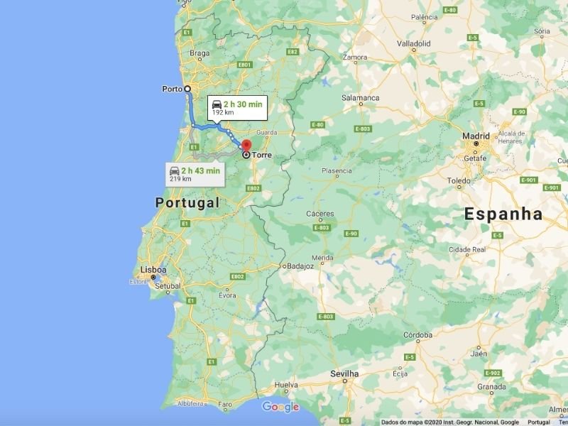 Mapa De Portugal Com Cidades E Distâncias